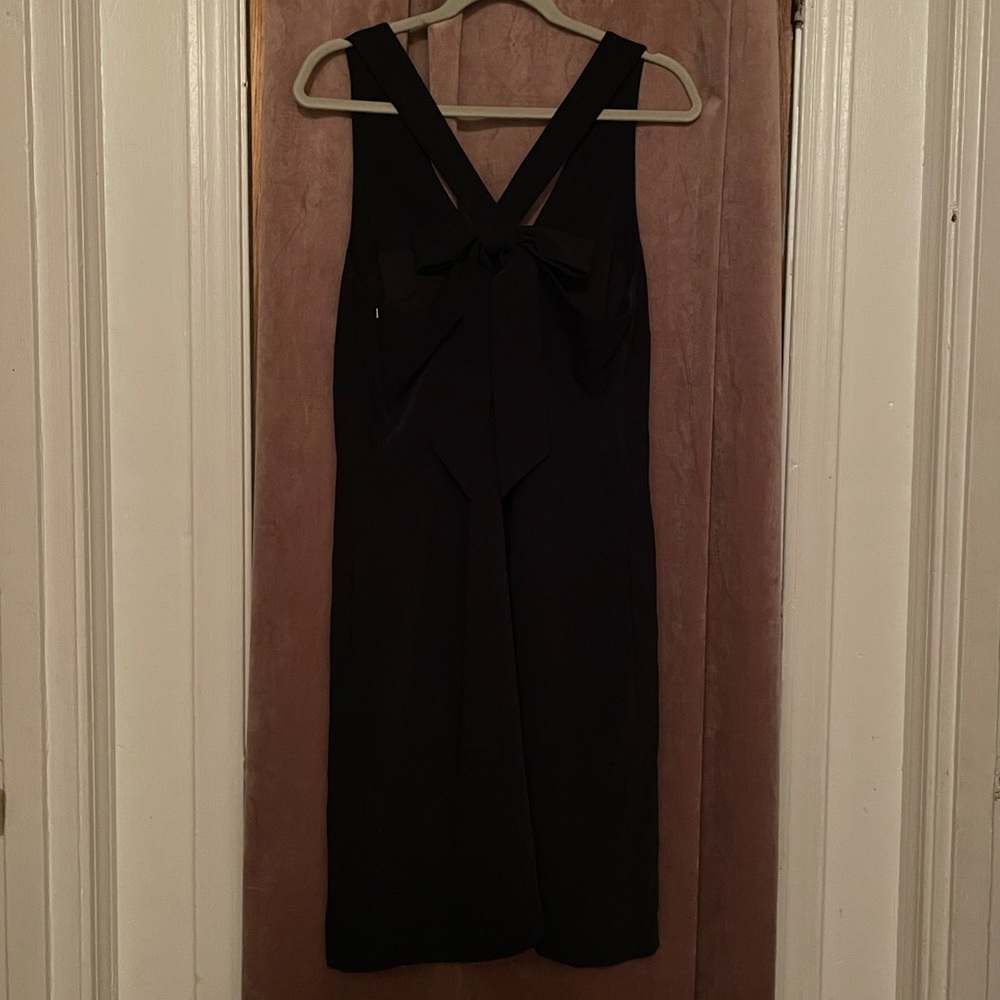 Black V-Neck Sleeveless Backless Bowknot Dress A Line Fit and Flare Flowy - Picture 10 of 11